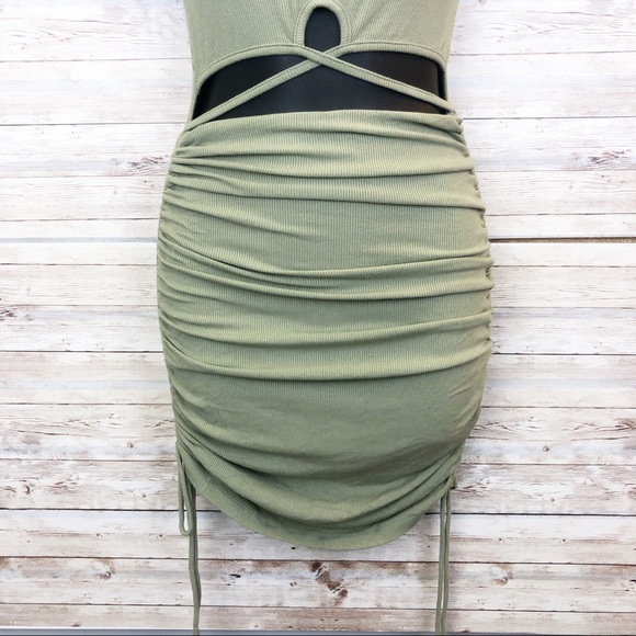 PRINCESS POLLY The Raven Mini Dress Sage Green - Picture 4 of 12